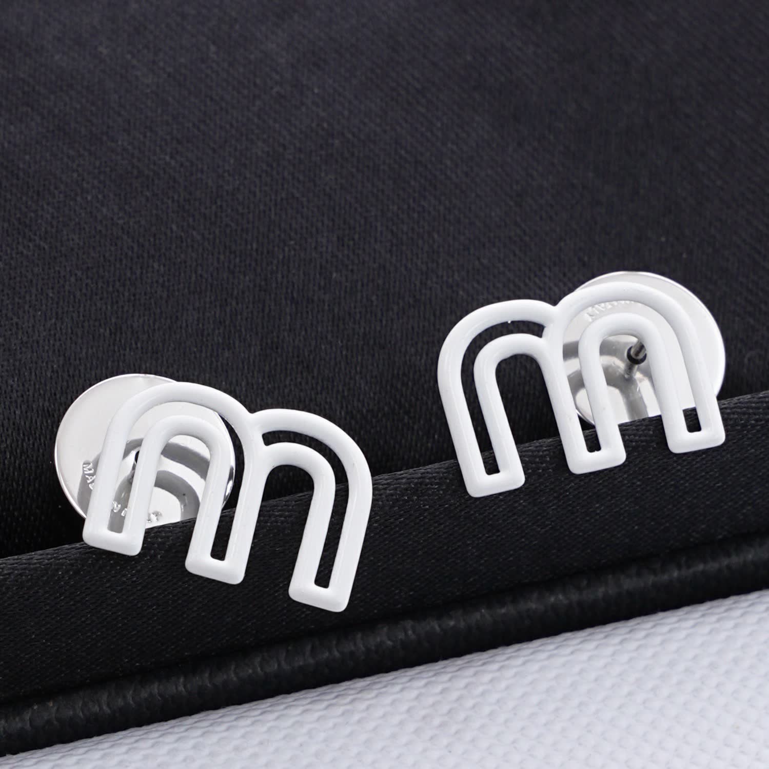 Miu Miu Silver 'M' Stud Earrings